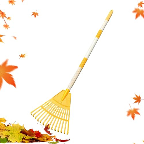 YAOPIU Rastrillo De Jardín En Forma De Abanico 14 Púas - Rastrillo para Jardín Y Césped | Escoba de Abanico Ergonomico para Jardinería Césped Exteriores Camping