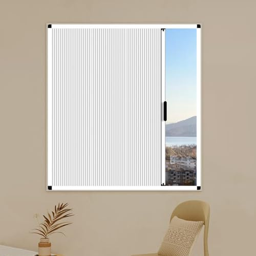 EXCLURA Ventanas Ventana Plegable Corredera Tipo Acordeón, Ventanas de Privacidad Tipo Panal de Abeja No Tejida, Ventana de Repuesto con Marco de Aluminio para Dormitorio(80x90cm/31x35in)
