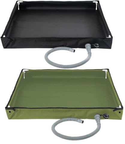 Helilyco Foldable Camping Shower Base 80x80x10cm, Portable Outdoor Shower Tray with Drain Pipe for Tent, Travel, Beach, Garden Black