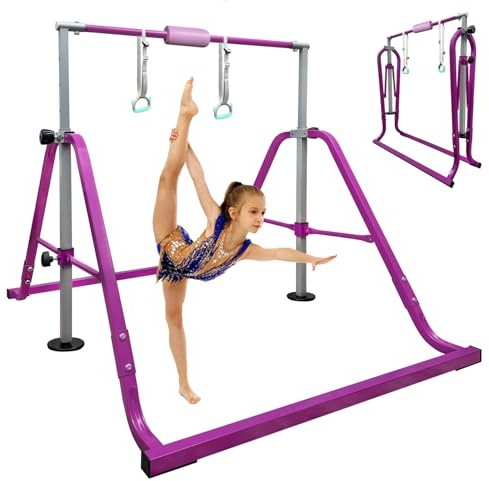 HomeSun Gymnastikstange Kinder mit Verstellbarer Höhen 80-130cm Gymnastics Bars Faltbarer Turnreck Stabil Reckstange Outdoor Indoor Trainingsstange