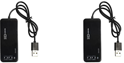 ISTOVO 2X 3 Port USB 2.0 Hub External 7.1Ch Sound Card Headset Microphone Adapter for Pc Black