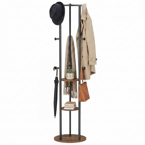 HOOBRO Coat Stand for Hallway, Coat Rack with Storage Shelves, Hall Tree