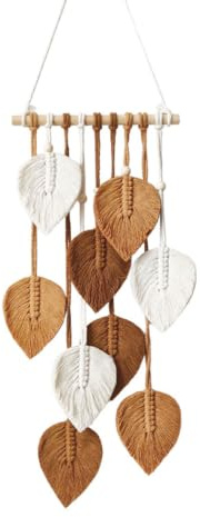 JIRVEX 1 Stück Wandbehang Boho mit Blättern, Braun – Handgefertigter Wandteppich für gemütliche Wanddeko in Wohnzimmer, Schlafzimmer & Kinderzimmer
