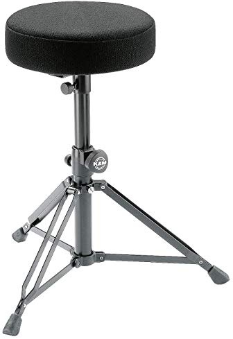 K&M 14016 Drummersitz Schwarz, rund - Stahl, Stoffbezug - zusammenlegbarer Hocker für Schlagzeuger, höhenverstellbar