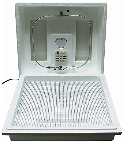 Farm Innovators 2100 Heated Still Air Incubator for 4 Dozen Eggs with Built in Hygrometer, Solid State Circuitry, and 2 Large Viewing Windows, White