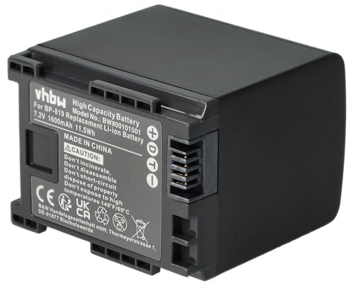 vhbw 1x batteria compatibile con Canon Legria HF G40, HF G25, HF G10, HF G50 videocamera camcorder (1600mAh, 7,2V, Li-Ion) con infochip