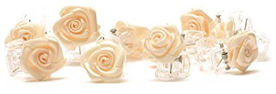 10 x Haarklammern Röschen - Brauthaarschmuck - Rosen Haarklammer - beige