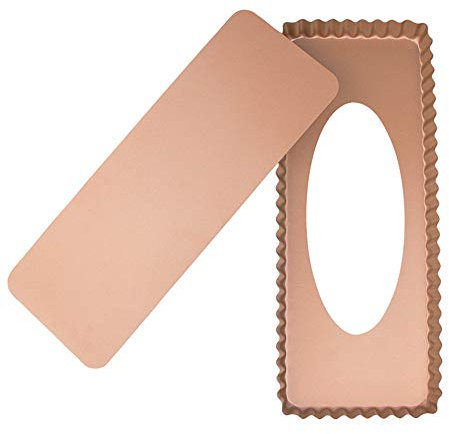 webake Tarteform Quicheform mit Hebeboden 36x15 cm Rechteckige Quiche Backform Obstkuchenform Tartelette Förmchen Pie Form in Golden Farbe Antihaftbeschichtung Tortenform Boden