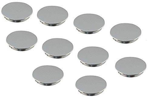 Gedotec Abdeckungen Metall Möbel-Abdeckkappen zum Eindrücken Schutz-Stopfen rund - H1127 | Kappen zum Verdecken von Schrank-Aufhänger | Stahl vernickelt | 10 Stück -Rohrstopfen Ø 21 mm für Bohrlöcher