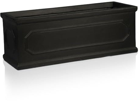 IDEALIST 60cm Plant Pot | Faux Lead Reinforced Stone Window Box | Chelsea Windowsill Planter | Garden Planters with Drainage Holes L60 W22 H22 cm, 16 litres
