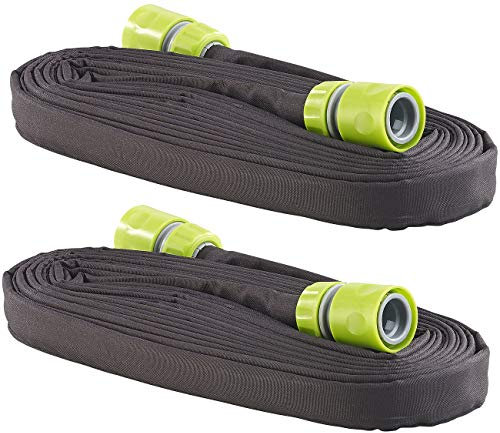 Royal Gardineer Berieselungsschlauch: 2er-Set Flache Perlschläuche, Schnellanschluss, Stopp-Ventil, 7,5 m (Perlschlauch-Tropfschlauch, Wasserschlauch Bewässerung, Rasensprenger)