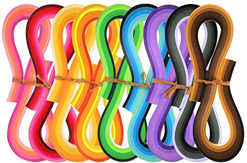 DEZHI Quilling Papier Set 1 080 Stück Quilling Kunst Streifen, 44 Farben, 5 mm Breite und 54 cm Länge