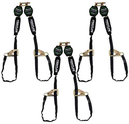 Frontline RPA092TB 9' Tie Back Twin Leg Web SRL with Tie Back Hook Ends | Lightweight & Compact | Aramid Fiber Webbing | 310 lbs Capacity | Quick-Action Braking System | ANSI & OSHA Compliant (3 Pack)