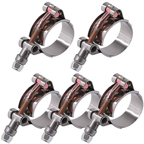 Glarks Abrazaderas de manguera de acero inoxidable, 32-37 mm, admisión turbo, abrazaderas de manguera suaves, abrazaderas para intercooler, 5 piezas