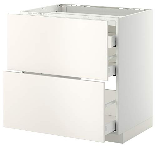METOD/MAXIMERA Table de cuisson avec 2 façades/3 tiroirs 80 x 61,6 x 88 cm Blanc/Veddinge Blanc