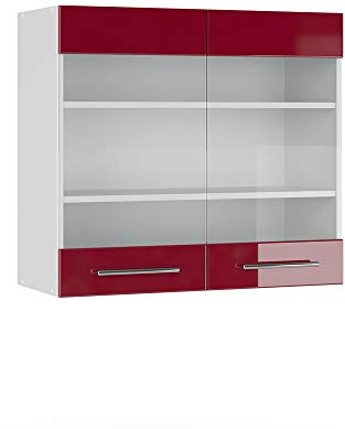 Vicco Mobile da cucina in vetro Fame-Line, Bordeaux lucido, 80 cm, per la combinazione con altri moduli della serie Fame-Line