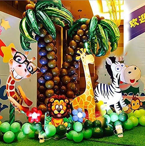 LEEMASING 8Pcs Magical Palm Tree Leaves Birthday Party Tableware Decor Balloons Supplies Gifts for Birthday Wedding Hawaii Luau Party Decorations(Green)