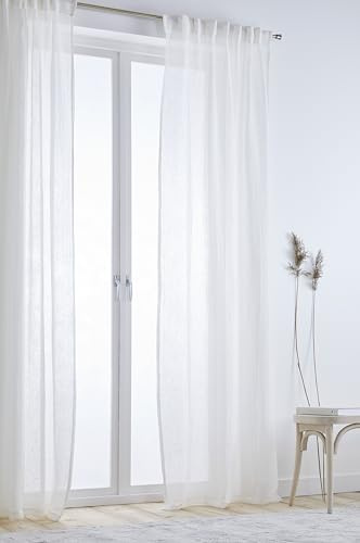 Jotex Ellen Multifunktionsgardine - hochwertige halbtransparente Leinen Gardinen für das Wohnzimmer (2er Set) - Weiß, 220 cm