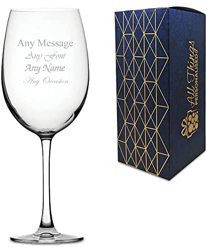Copa de vino gigante con grabado personalizado, puede contener 1 botella de vino, viene en caja de regalo, personalizable, con cualquier mensaje para cualquier ocasión, grabado en el Reino Unido