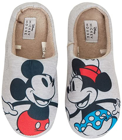 Disney Dam Mimmi Pigg-tofflor slip-on Musse Pigg Mules Sliders varm fodrad hussko, Grå, 40 EU