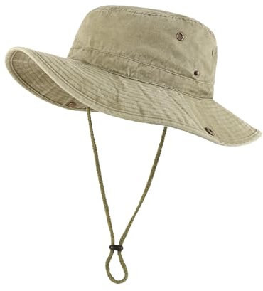 Zylioo XXL Sonnenhut Herren Für Großen Kopf,UV Schutz Buschhut Breiter Krempe Wanderhut,Safari Boonie Hat Für Outdoor Angeln Fischen Golf