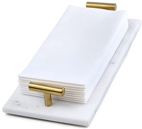 Guest Towel Holder Tray for Bathroom - White Marble-Tray - Napkin Holder for-Bathroom - Paper Hand Towel Holder.