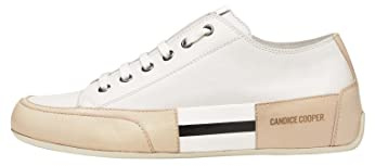 Candice Cooper Rock Patch S-Sneakers in Pelle Old e Pelle tamponata, Bianco 38