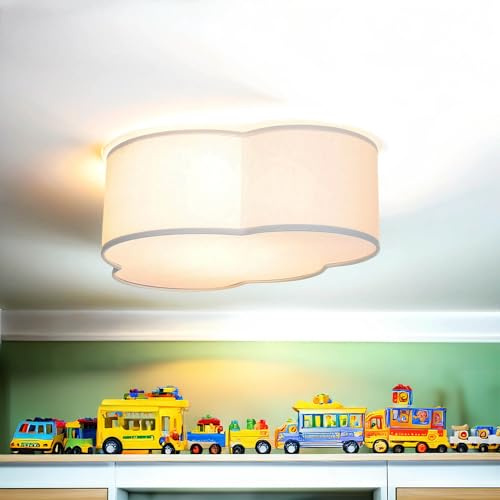 Licht-Erlebnisse Kinderzimmerleuchte Wolkenlampe Stoff grau 2x E27 einfach montierbar Leuchtmittel wechselbar Deckenlampe Deckenleuchte für Kinder