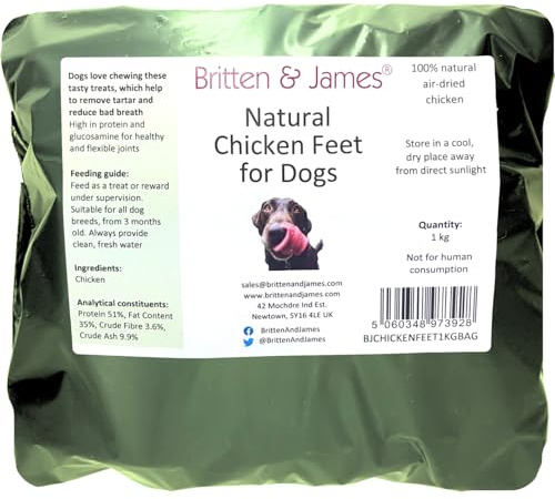 Chicken Feet for Dogs by Britten and James (1kg bag)