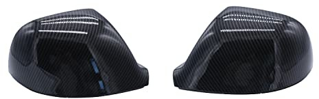 SHLPDFM 1 Paar Spiegelabdeckungsgehäuse Spiegelkappe Gehäuse Rückspiegeldeckel Abdeckungen rechts + links für VW T5 / T6 / Amarok (Kohlenstoffeffekt)