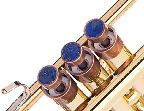 HEAVY Trompete Custom Fingerknöpfe für Yamaha (YTR), Stomvi, Shagerl, Carol Brass und Fides Trompeten, Flügelhorn 631/731, Kornett Modelle (Antikes Kupfer lackiert, Lapislazuli)