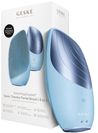 GESKE SmartAppGuided™ Cepillo facial térmico sónico | 6 en 1 | Limpieza de la piel | Cepillo de limpieza con función térmica | Masajeador facial | Cepillo facial eléctrico | Dispositivo de limpieza