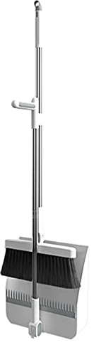 PW TOOLS Set Scopa e Paletta per la Casa, 38 Pollici Manico Lungo Leggero Set Scopa Girevole a 180 Gradi, Paletta per la Polvere Verticale con Denti a Pettine, Scope per Spazzare Interni