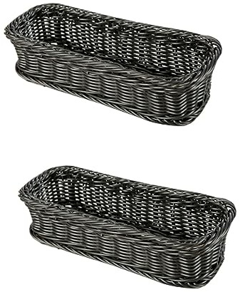 Cabilock 2pièces Panier Rectangulaire Imitation Rattan Panier Multifonctionnel Tissé Pour Cuisine Et Maison