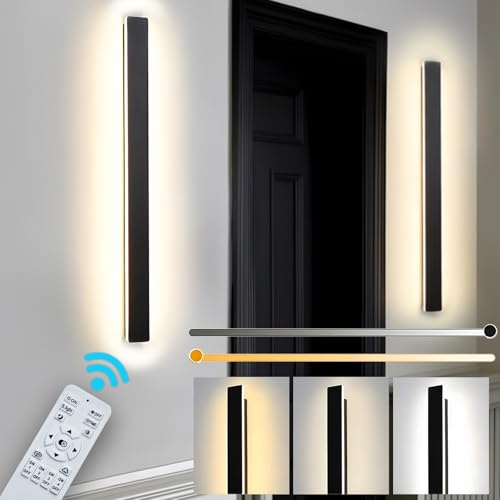 ZTWLEED LED Wandleuchte Innen 60CM,22W Wandlampe Dimmbar mit Fernbedienung | 3000K-6000K,10-100% Helligkeitseinstellung Wandleuchte für Schlafzimmer Wohnzimmer Korridor Treppenhaus, 110-240V,Weiß
