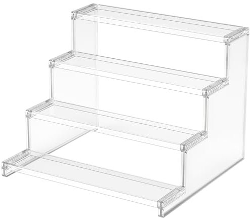 Lifewit 4-stufiger klarer Display Ständer, 1 Stück Kunststoffständer für Präsentation, Plastik Organizer für Figuren, Cupcakes, Schreibtischständer zum Ordnen und Dekorieren, 30.5cm