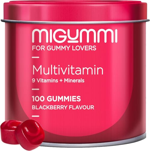 Multivitaminico Gummies - 100 Caramelle Gommose Gusto Mora - Vitamine C, D, B12, E, A, B6, B5, Acido folico, Biotina, Zinco, Iodio, Colina - 12 Vitamine e Minerali - Gommose Vitaminiche - Vegan