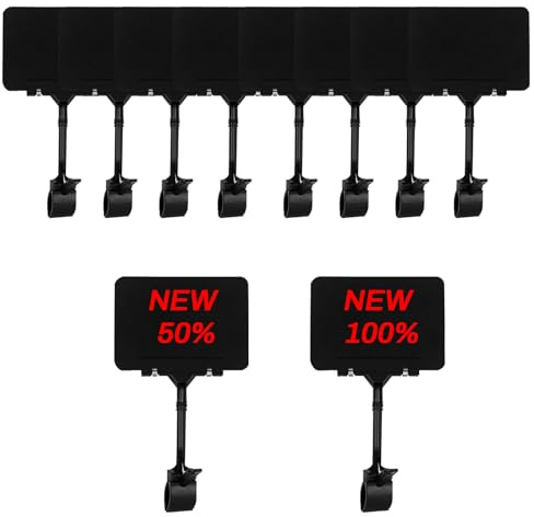 mumisuto 10 Stück Drehbare Display Clips, Etikettenhalter mit Mini-Kreidetafeln, Vielseitig Einsetzbar für Geschäfte, Partys und Büros