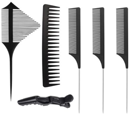 6 Pezzi Pettine Per Capelli Pettine a Coda Pettine Per Schiariture Capelli Pettine Professionale Antistatico Pettine Per Meches Set Per Tinte Adatto Per Uomini e Donne,Pettine per tingere i Capelli