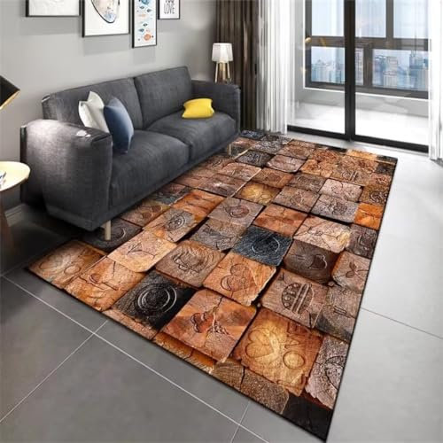 RUGMRZ Schallschutz Teppich 200x300CM Teppich esszimmer bettumrandung Teppich Braun 3D-Muster Rutschfester strapazierfähiger Outdoor-Teppich Anti-rutsch Teppich