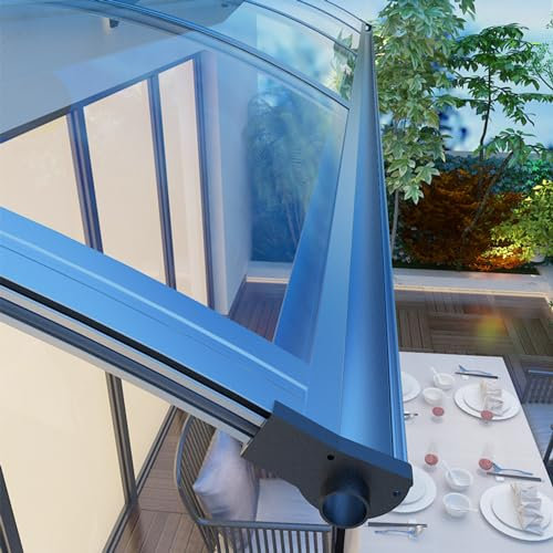 Markise für Tür und Fenster mit Regenrinne Fenstermarkise,Vordach für Eingangstür,Markise aus Polycarbonat Haustürvordach Rahmen aus Aluminium,UV-Schutz,Regen und Schnee (65×230cm)