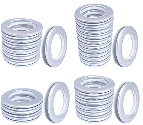 32 Pack Curtain Eyelet Rings, Inner Diameter 1-9/16(40mm) Curtains Grommet with Clips Roman Rings Curtain Spacers kit For casement eyelets tool Accessory (Silver)