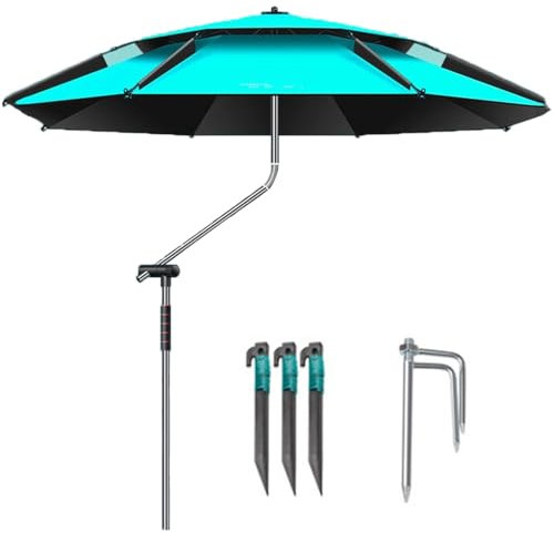 Strandschirm Angelschirm Windschutz Gartenschirm mit Tragetasche Sonnenschirm UV Schutz Tragbar Angler Campingschirm(220cm)
