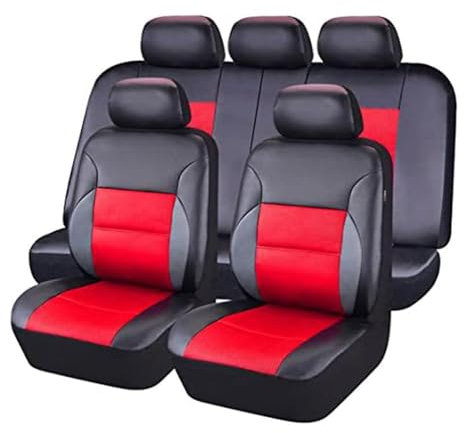 DFVOOP Auto Sitzbezüge Sets, Für VW Caddy 2000-2024 Passat B4 B5 2000-2014 PU Leder Autositzbezüge,Wasserdicht Atmungsaktiv Schonbezüge Autositz Sitzschoner Zubehör,D