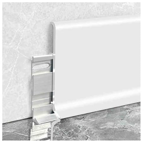 Zócalo Pared Rodapié Blanco para Paredes, Zócalo de Aluminio Impermeable para Baño Cocina Balcón, Rodapiés Que se Ajustan sobre los ya existentes(W 8cm/3.1in,L 150cm/59in)