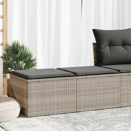 Lauuoeriau Furniture Item home 2-teiliges Gartensofa-Set mit Kissen hellgrau Polyrattan Akazien-Möbel