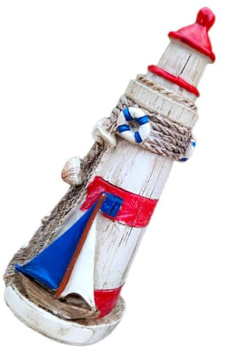 Warmhm Leuchtturm Gartendekoration Strand Boot Figur Solar- Schiff Einrichtung Im Maritimen Stil Muscheln Verzierung Am Meer Alte Turmfigur Surfbrett Küstenschickes Rot Harz