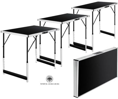 ASKON Multifunktionstisch Profi 3- teilig, 100 x 60 cm, Tapeziertisch 30kg Tragkraft je Tisch Mit Ausziehfunktion Klapptisch Flohmarktisch Beistelltisch Mehrzwecktisch Campingtisch höhenverstellbar