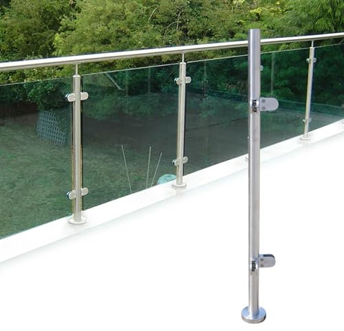 Postes para barandilla de acero inoxidable, 110 cm, barandilla para escaleras con abrazadera, para interior y exterior, balcón, escaleras, terraza