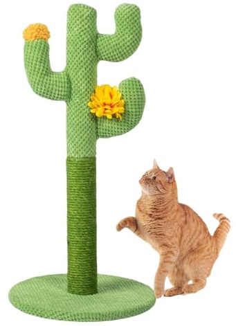Cat Scratching Post Cactus – Interactive Scratching Post for Kittens, Scratching Post for Cats Cactus on the Road | Vertical Scratching Post for Cats with Cactus, Equipped with 3 Scratching Posts for